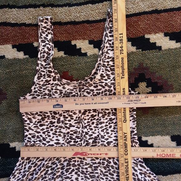 Free People NEW NT Pink Leopard Mini Sleeveless Stretch Skater Dress S - Picture 7 of 14